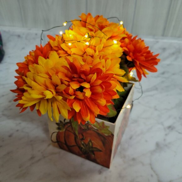 Fake Fall Flowers Decoration with String Lights in Box - Picture 4 of 6